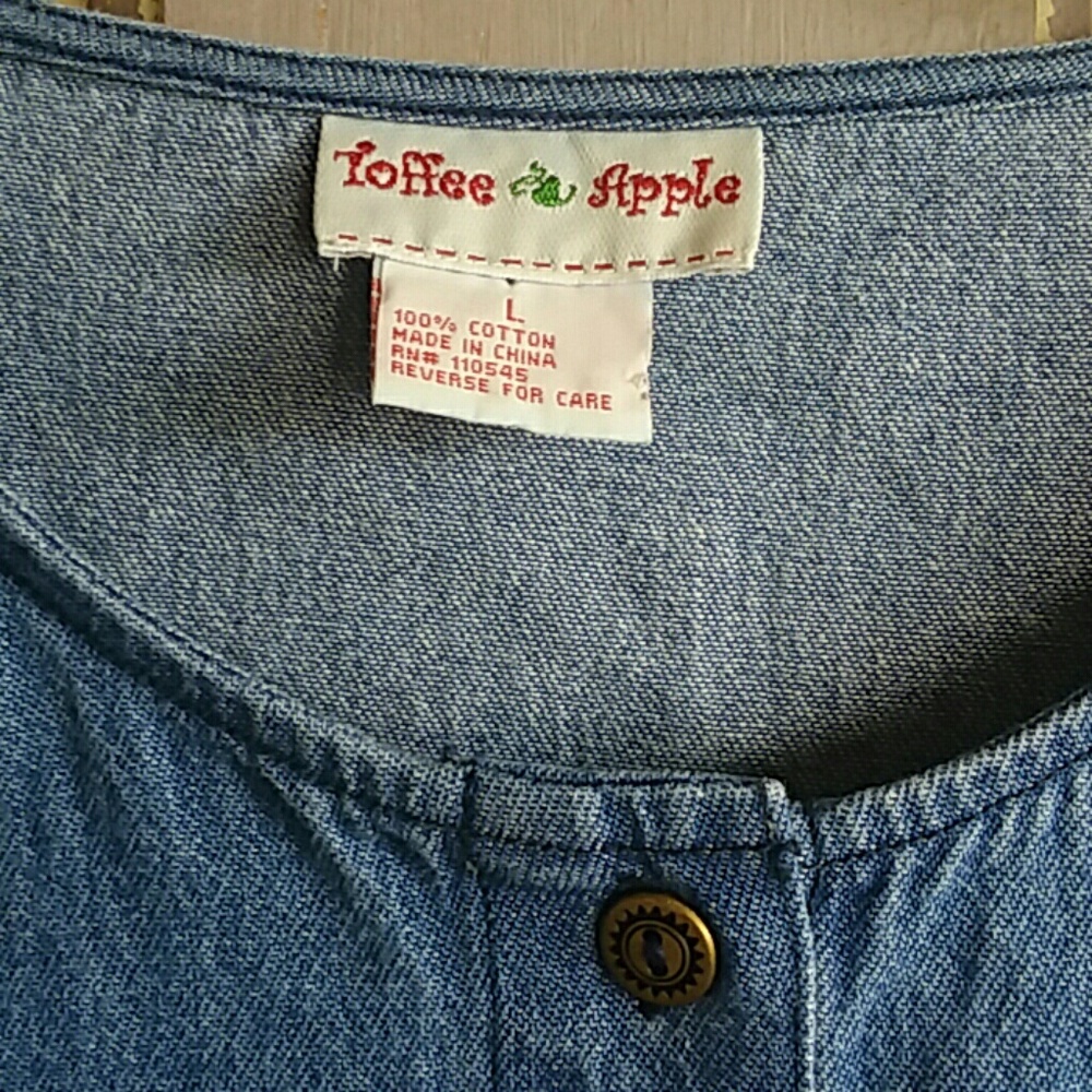 Toffee Apple Denim Shirt With Embroidery Details - Picture 3 of 6